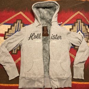 Hollister faux fur zip up
